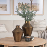 Perrin Small Brushed Gold Metal Decorative Vase by Mercana at Eve Furniture