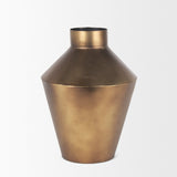 Perrin Small Brushed Gold Metal Decorative Vase by Mercana at Eve Furniture