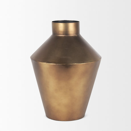Perrin Small Brushed Gold Metal Decorative Vase by Mercana at Eve Furniture