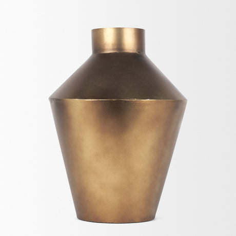 Perrin Small Brushed Gold Metal Decorative Vase by Mercana at Eve Furniture