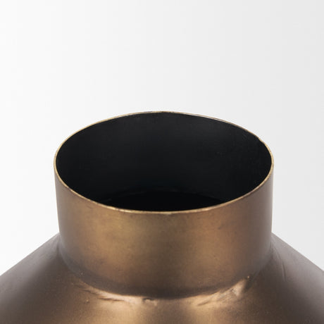 Perrin Small Brushed Gold Metal Decorative Vase by Mercana at Eve Furniture