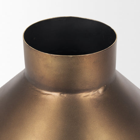 Perrin Small Brushed Gold Metal Decorative Vase by Mercana at Eve Furniture