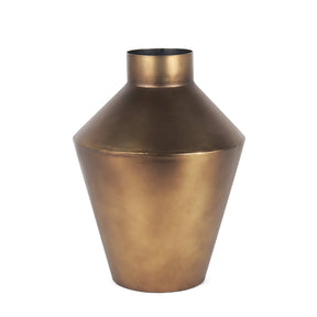 Perrin Small Brushed Gold Metal Decorative Vase by Mercana at Eve Furniture