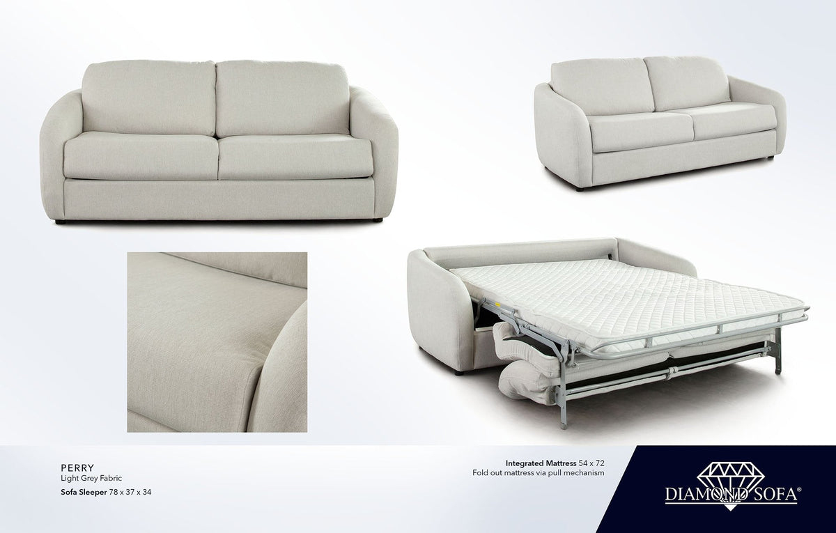 Perry Light Grey Fabric Sleeper Sofa