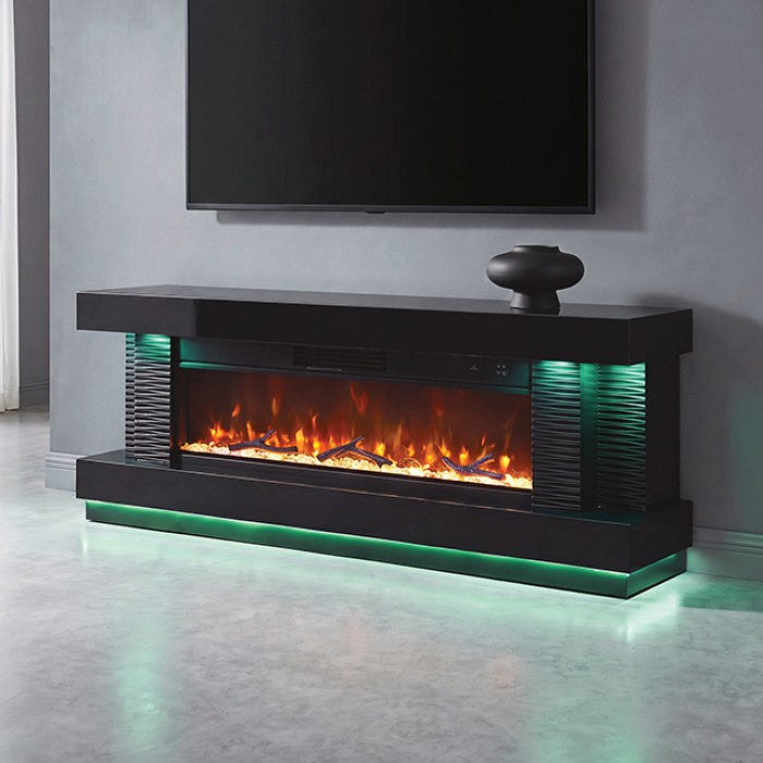 Perseux Black TV Stand w/ Heater by Furniture of America at Eve Furniture