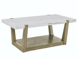 Perth White Marble Top Cocktail Table with Casters