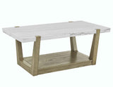 Perth White Marble Top Cocktail Table with Casters by Steve Silver at Eve Furniture