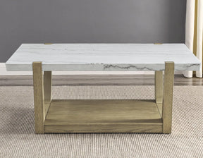 Perth White Marble Top Cocktail Table with Casters by Steve Silver at Eve Furniture