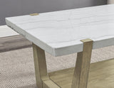 Perth White Marble Top Cocktail Table with Casters by Steve Silver at Eve Furniture