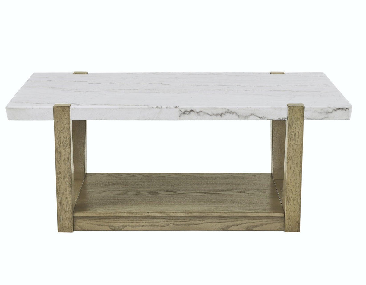 Perth White Marble Top Cocktail Table with Casters by Steve Silver at Eve Furniture