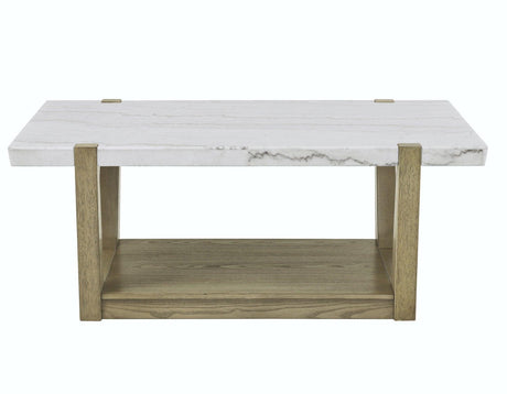 Perth White Marble Top Cocktail Table with Casters by Steve Silver at Eve Furniture