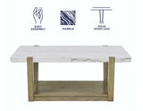 Perth White Marble Top Cocktail Table with Casters by Steve Silver at Eve Furniture