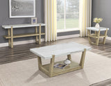 Perth White Marble Top Cocktail Table with Casters by Steve Silver at Eve Furniture