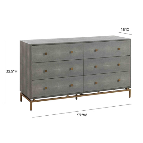 Pesce Shagreen 6 Drawer Dresser by TOV Furniture at Eve Furniture