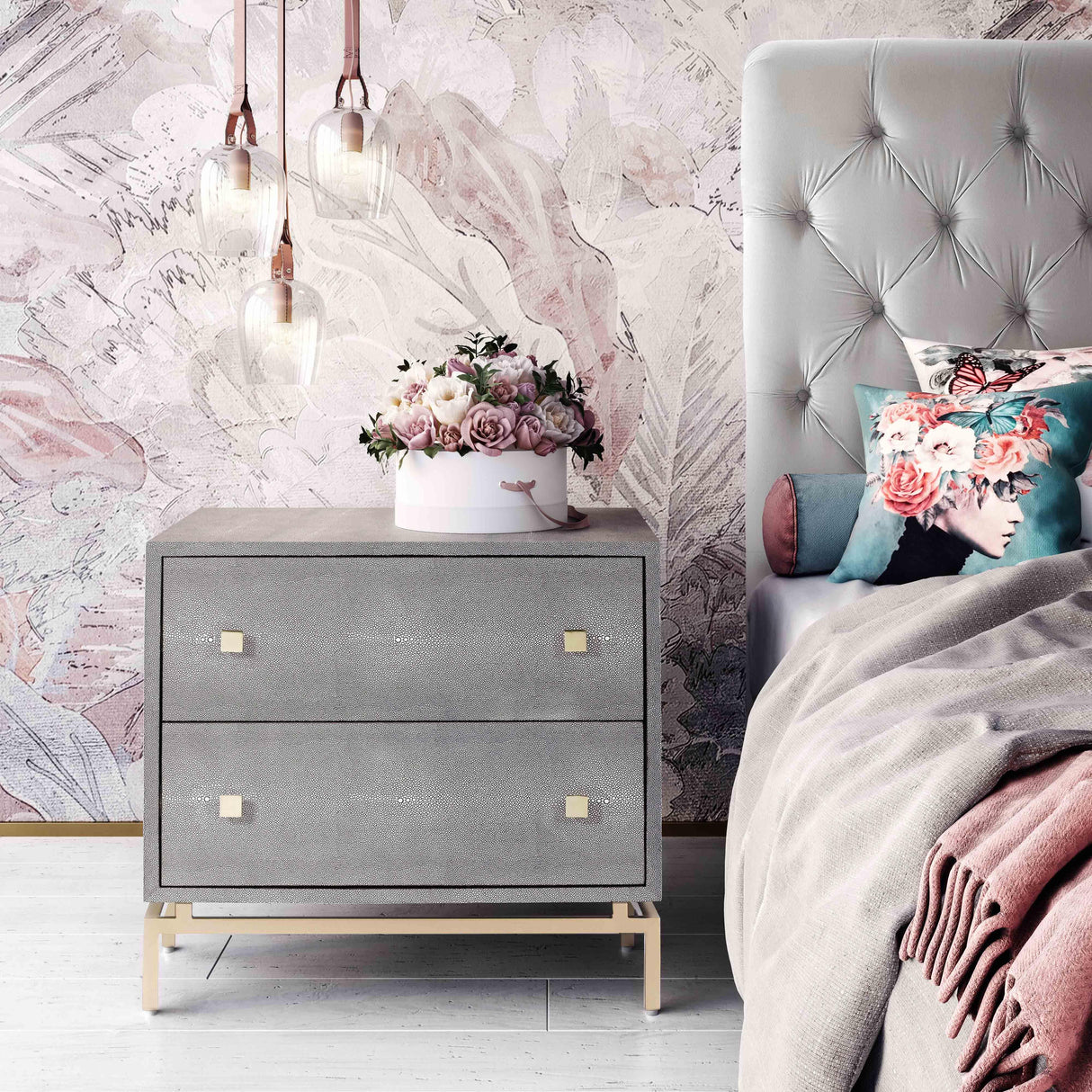 Pesce Shagreen Nightstand by TOV Furniture at Eve Furniture