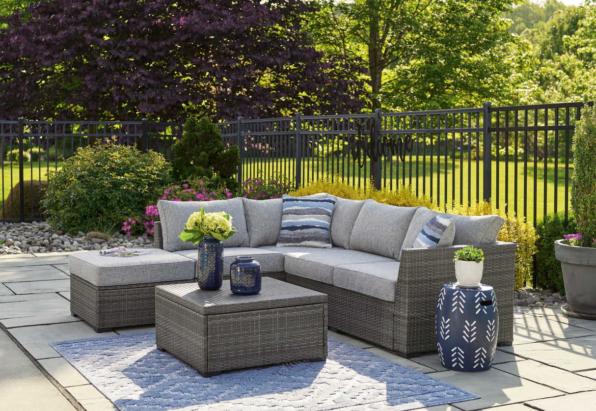 Petal Road Gray 4-Piece Outdoor Sectional Set by Ashley at Eve Furniture