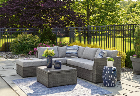 Petal Road Gray 4-Piece Outdoor Sectional Set by Ashley at Eve Furniture