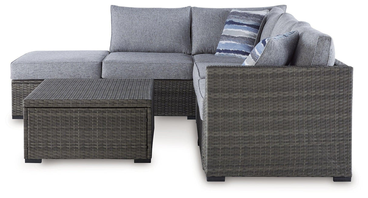 Petal Road Gray 4-Piece Outdoor Sectional Set by Ashley at Eve Furniture