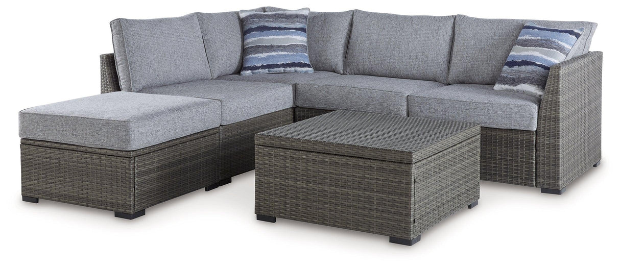 Petal Road Gray 4-Piece Outdoor Sectional Set by Ashley at Eve Furniture