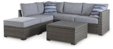 Petal Road Gray 4-Piece Outdoor Sectional Set by Ashley at Eve Furniture