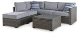 Petal Road Gray 4-Piece Outdoor Sectional Set by Ashley at Eve Furniture