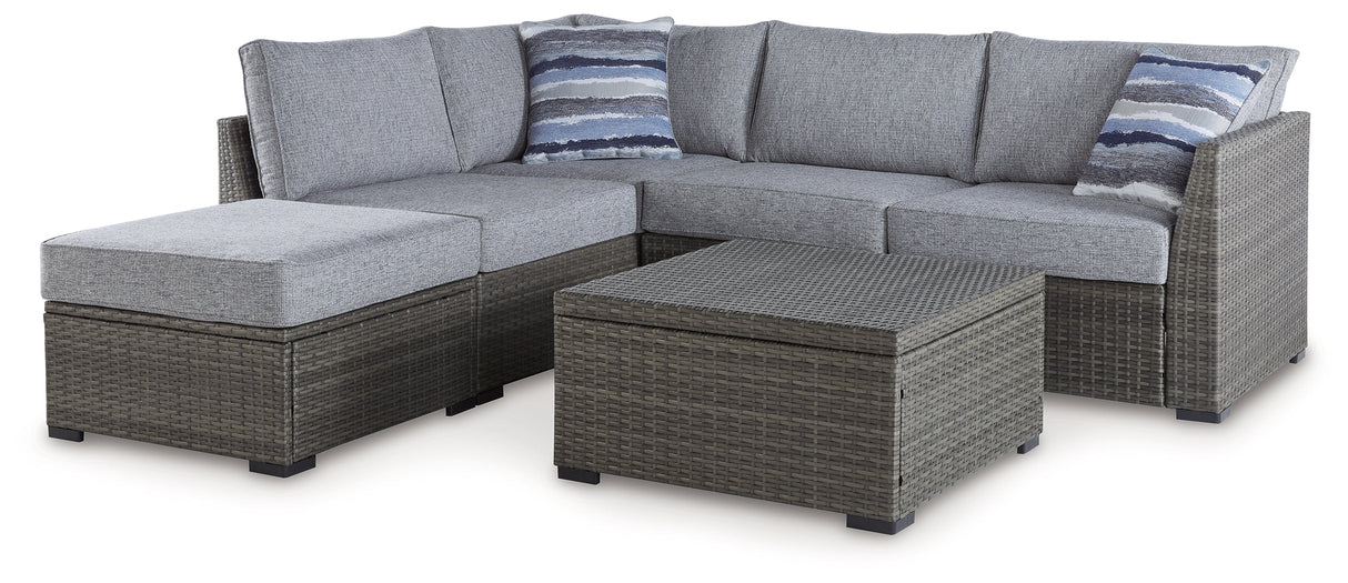 Petal Road Gray Outdoor Loveseat Sectional/Ottoman/Table Set