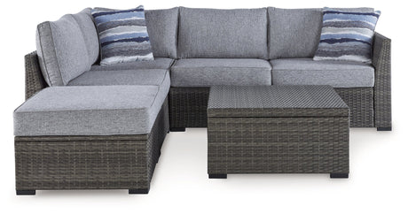 Petal Road Gray Outdoor Loveseat Sectional/Ottoman/Table Set