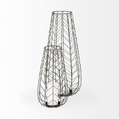 Petiole I Small Gold Toned Metal Table Candle Holder by Mercana at Eve Furniture