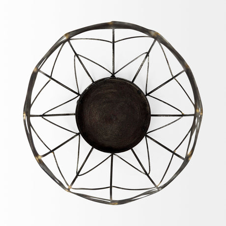 Petiole I Small Gold Toned Metal Table Candle Holder by Mercana at Eve Furniture