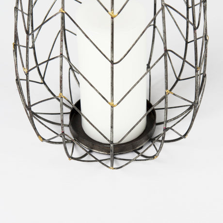 Petiole I Small Gold Toned Metal Table Candle Holder by Mercana at Eve Furniture