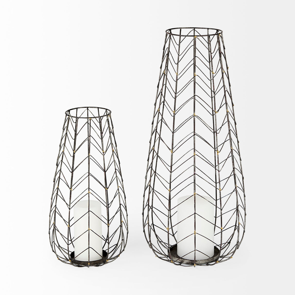 Petiole II Large Gold Toned Metal Table Candle Holder by Mercana at Eve Furniture