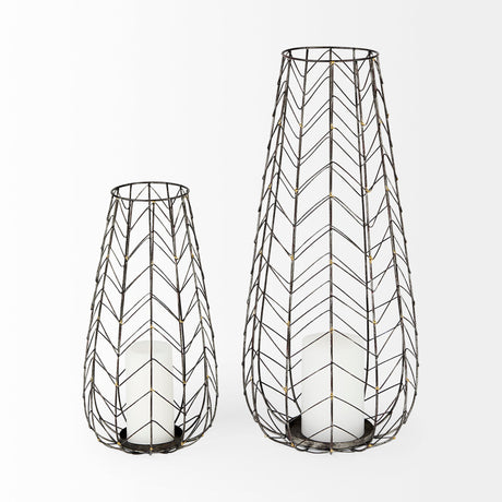 Petiole II Large Gold Toned Metal Table Candle Holder by Mercana at Eve Furniture