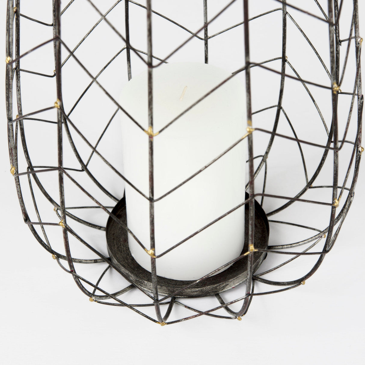 Petiole II Large Gold Toned Metal Table Candle Holder by Mercana at Eve Furniture