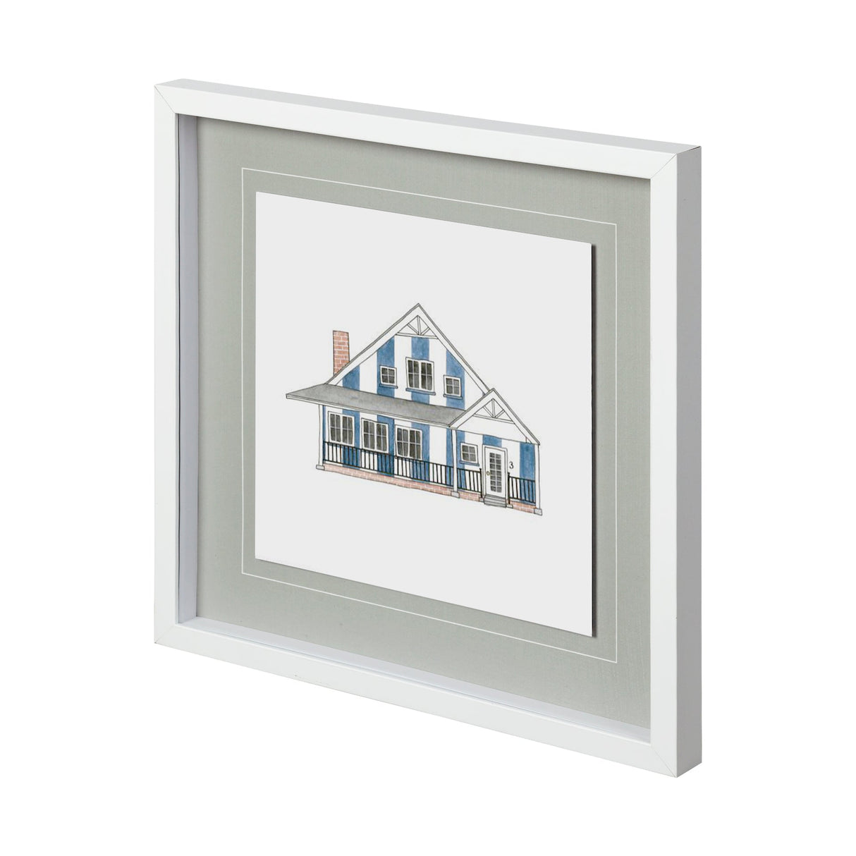 Petit Mansion IV by Jones a Hand Embellished Textured Framed Art Print Matted under Glass by Mercana at Eve Furniture