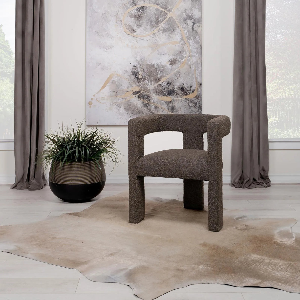 Petra Chocolate Brown Boucle Upholstered Accent Side Chair by Coaster at Eve Furniture