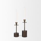 Petria Antiqued Gold Textured Metal Taper Candle Holders by Mercana at Eve Furniture