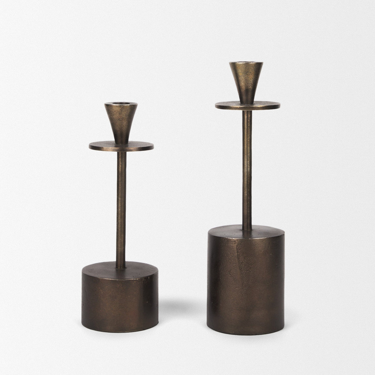 Petria Antiqued Gold Textured Metal Taper Candle Holders by Mercana at Eve Furniture