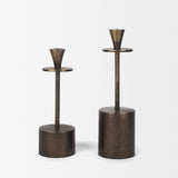 Petria Antiqued Gold Textured Metal Taper Candle Holders by Mercana at Eve Furniture