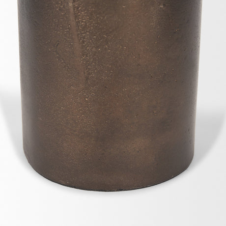 Petria Antiqued Gold Textured Metal Taper Candle Holders by Mercana at Eve Furniture