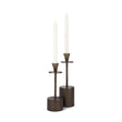 Petria Antiqued Gold Textured Metal Taper Candle Holders by Mercana at Eve Furniture