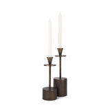Petria Antiqued Gold Textured Metal Taper Candle Holders by Mercana at Eve Furniture