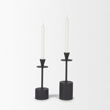 Petria Matte Black Textured Metal Taper Candle Holders by Mercana at Eve Furniture