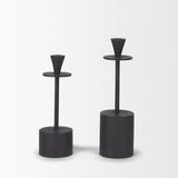 Petria Matte Black Textured Metal Taper Candle Holders by Mercana at Eve Furniture