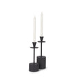 Petria Matte Black Textured Metal Taper Candle Holders by Mercana at Eve Furniture