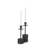 Petria Matte Black Textured Metal Taper Candle Holders by Mercana at Eve Furniture