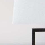 Peyton 14.0L x 9.0W x 26.2H Black Metal W/Marble Cube and White Shade Table Lamp by Mercana at Eve Furniture