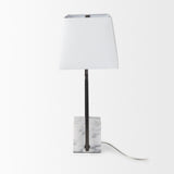 Peyton Black Metal W/Marble Cube and White Shade Table Lamp by Mercana at Eve Furniture