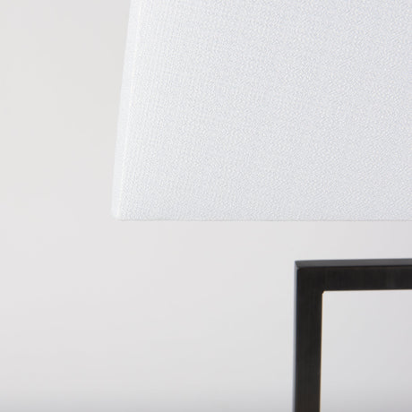Peyton Black Metal W/Marble Cube and White Shade Table Lamp by Mercana at Eve Furniture