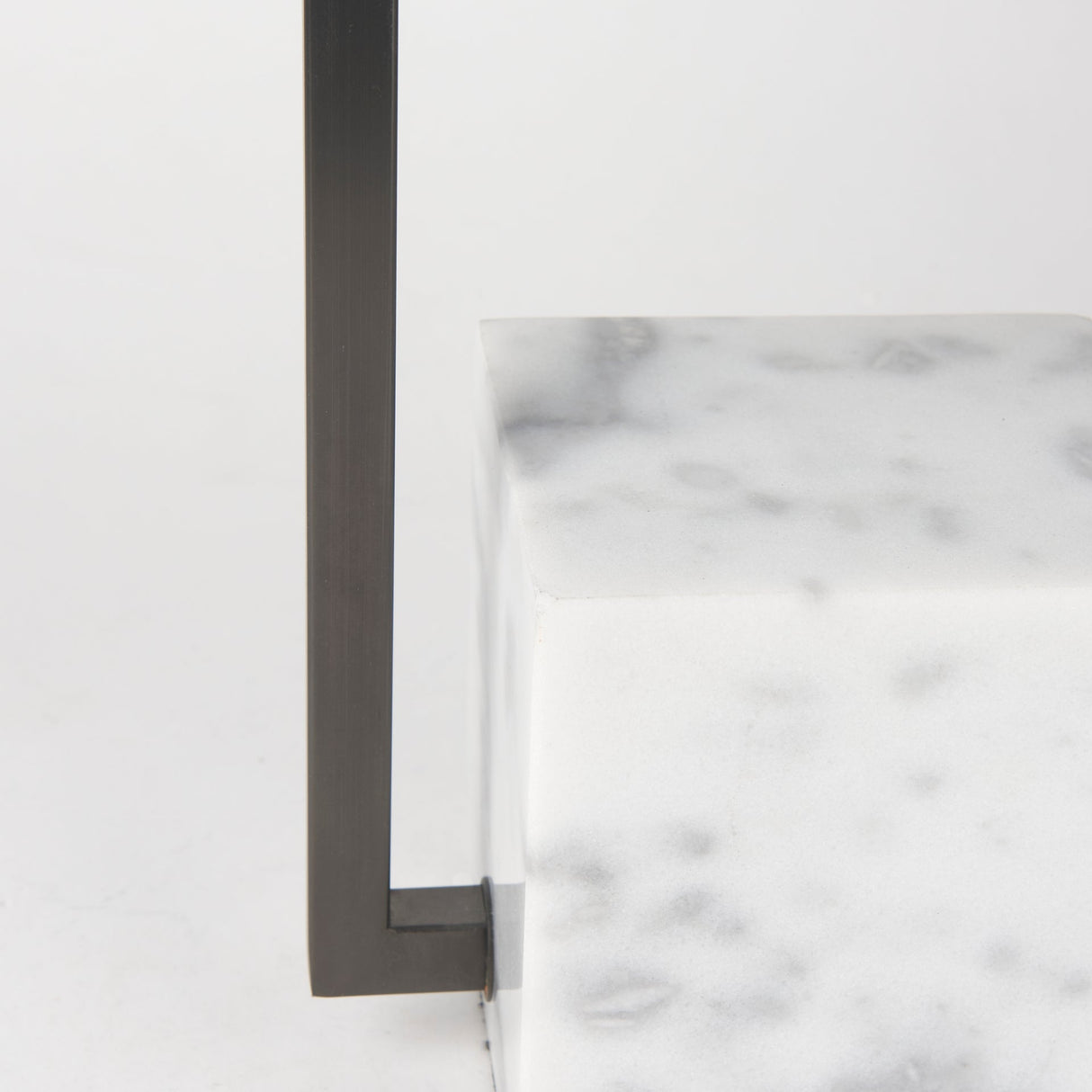 Peyton Black Metal W/Marble Cube and White Shade Table Lamp by Mercana at Eve Furniture