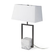 Peyton Black Metal W/Marble Cube and White Shade Table Lamp by Mercana at Eve Furniture